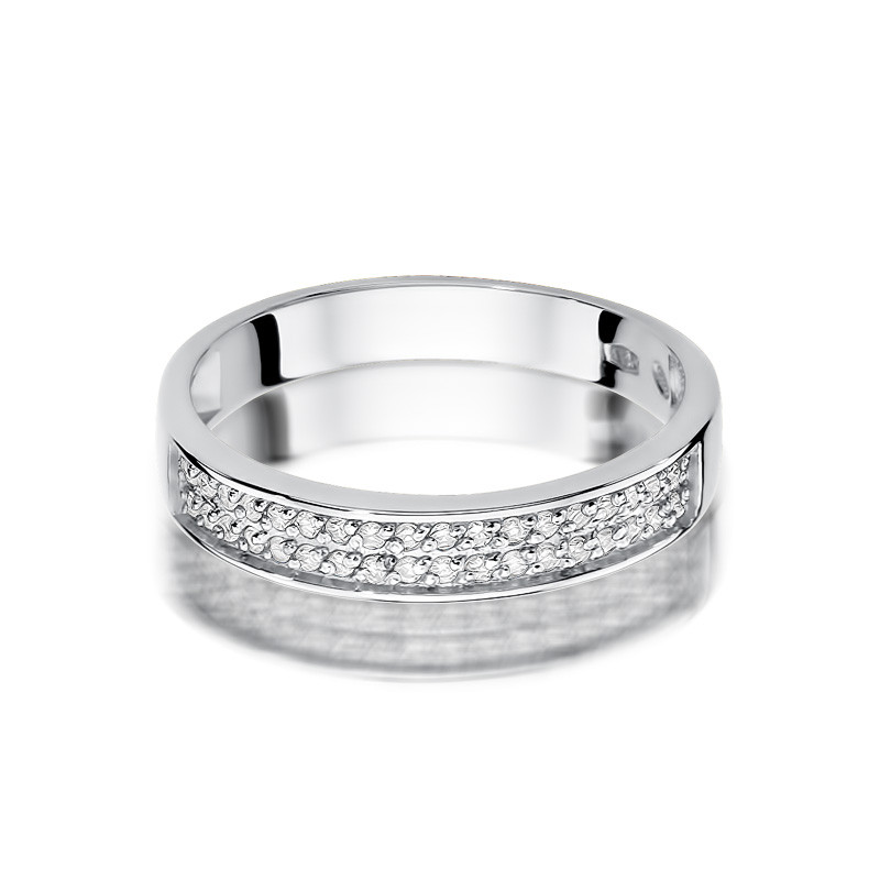 Zlatý prsten LINE s diamanty BE W-410 bílé zlato ryzost 585