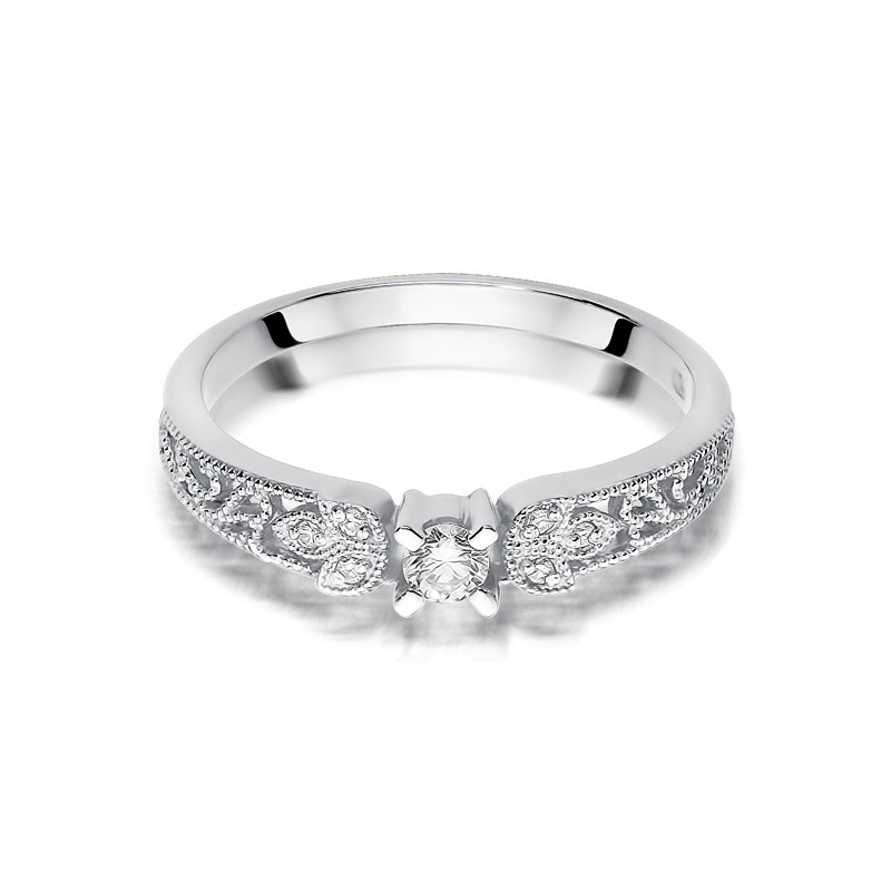 Zásnubní prsten s diamanty v krajkovém prstenu BE W-411W ob.ornament ryzost 585