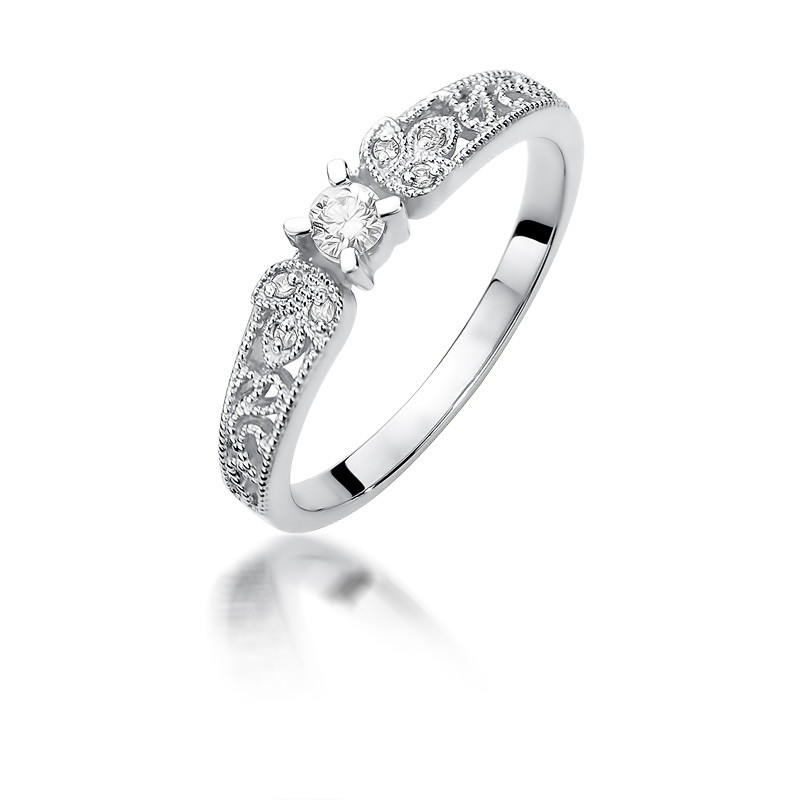 Zásnubní prsten s diamanty bílé zlato 585 - iSezam.cz