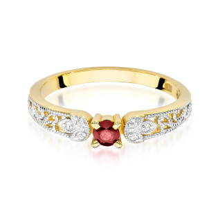 Zlatý prsten s rubínem a diamanty | iSezam.cz