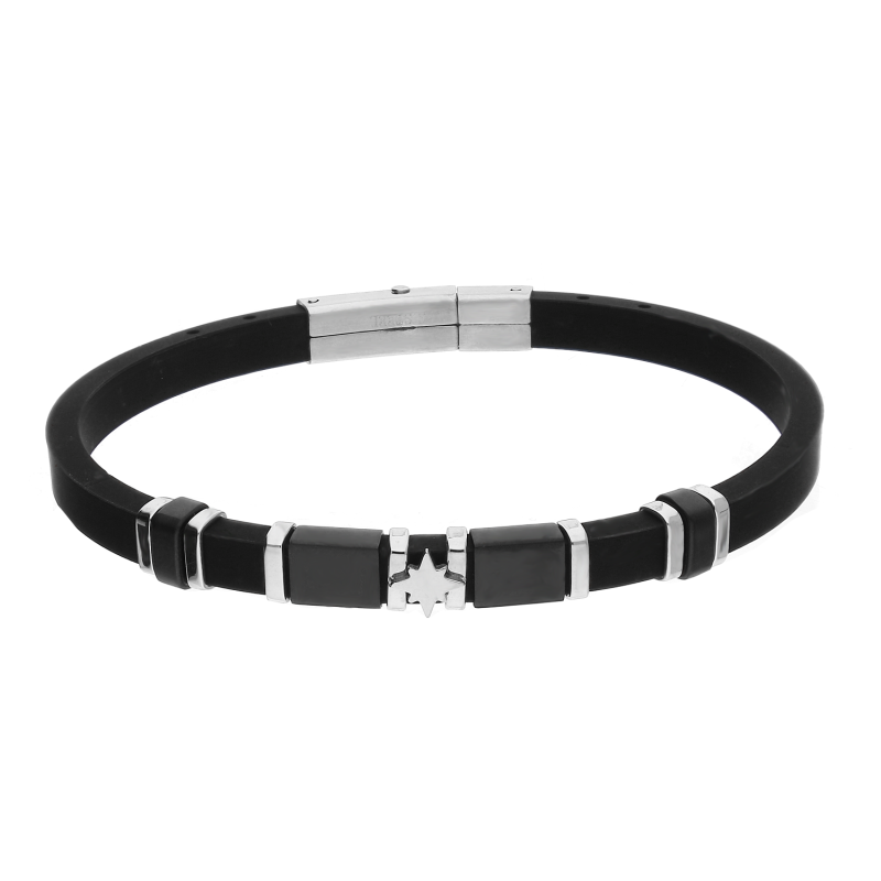 Náramek pánský růžice na destičkách/guma EX BRX1754RV