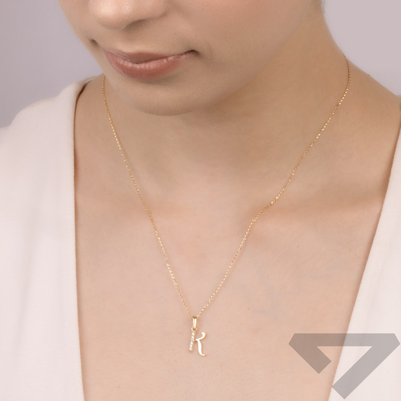 Zlaté písmeno K se zirkony č. ZQ ZQK zirkony