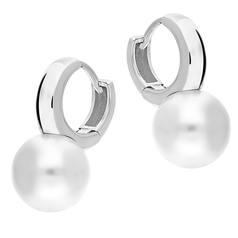 Náušnice stříbrné s bílou perlou 13mm/patent SZ SG-056P2-KA-S bílá ryzost 925