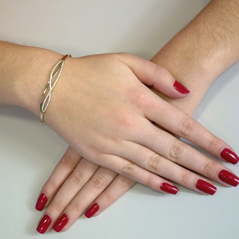 Zlatý náramek bangle se zirkony PY BLZ0923 ryzost 375
