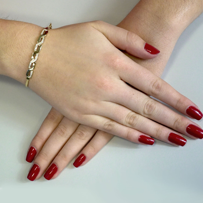 Zlatý náramek bangle proplétaný se zirkony PY BLZ0933 ryzost 375