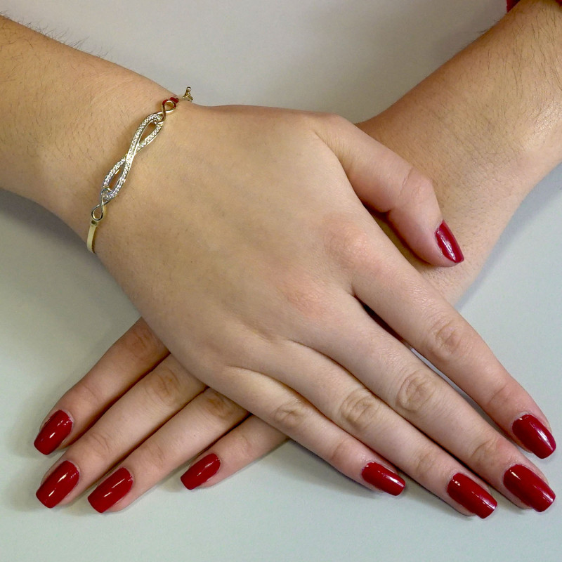 Zlatý náramek bangle infinity se zirkony PY BLZ0983 ryzost 375
