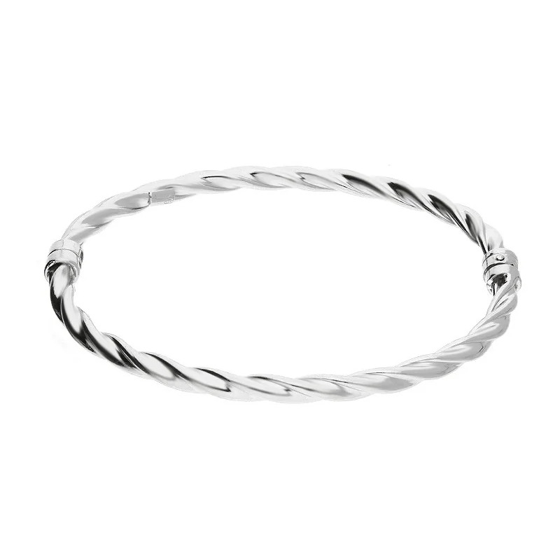 Stříbrný náramek bangle kroucený | iSezam.cz