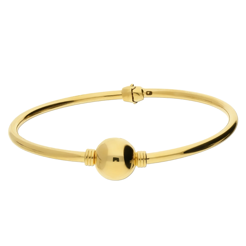 Pozlacený náramek bangle stříbro 925 s kuličkou | iSezam.cz