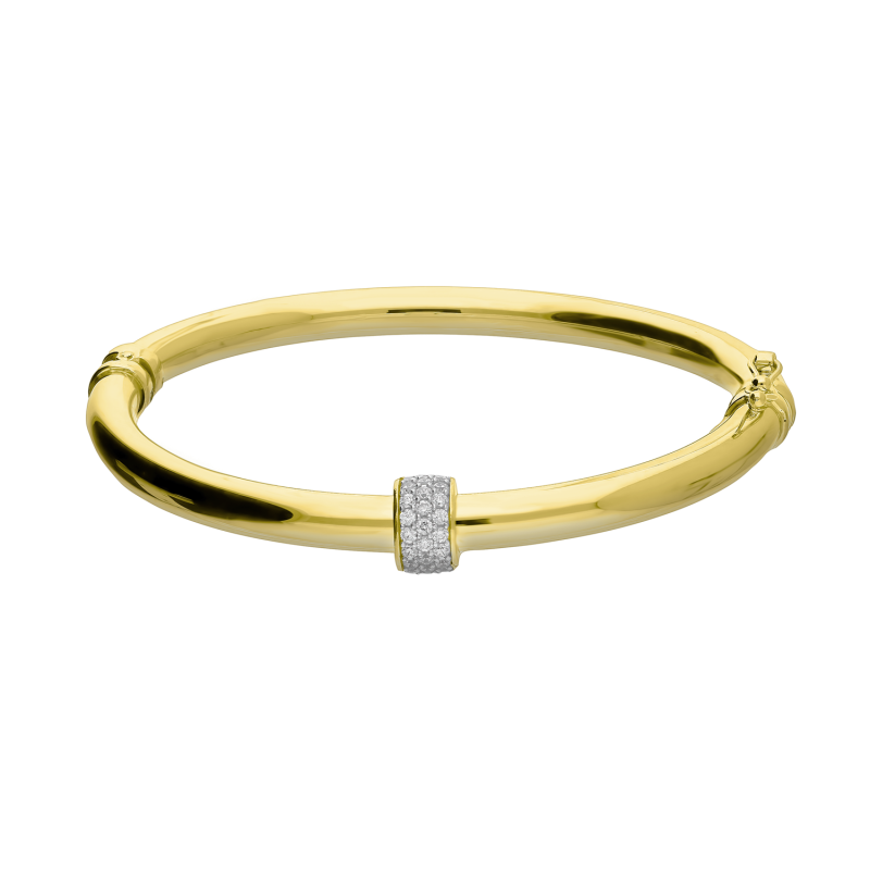 Pozlacený náramek bangle se zirkony Ag 925 | iSezam.cz