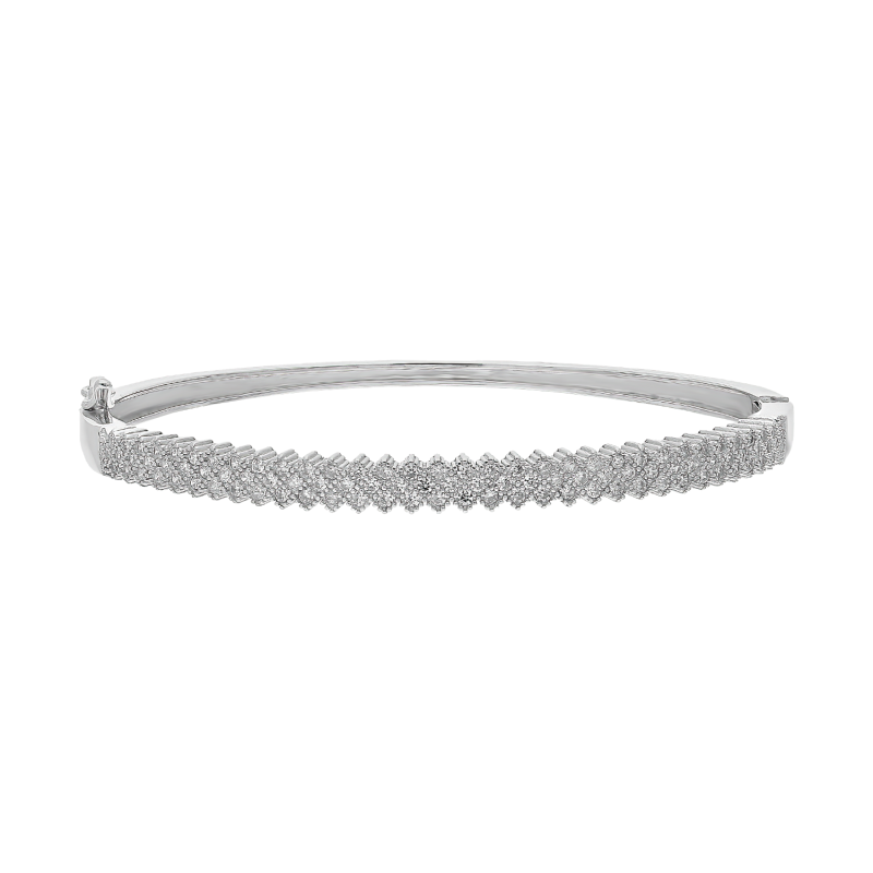 Stříbrný náramek bangle se zirkony Ag 925 | iSezam.cz