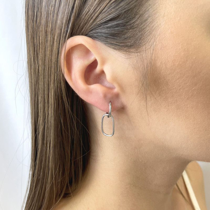 Stříbrné náušnice kolečko 11mm a obdélník oblý/patent AT418 ryzost 925
