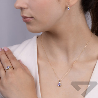 Zlaté náušnice s tanzanitem a diamanty ryzosti 375 - iSezam.cz