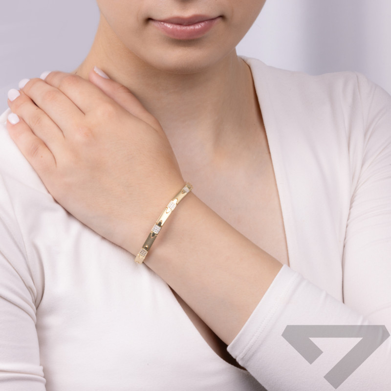 Náramek pozlacený matné obdélníky a čtverce se zirkony OL RTB114 GOLD ryzost 925