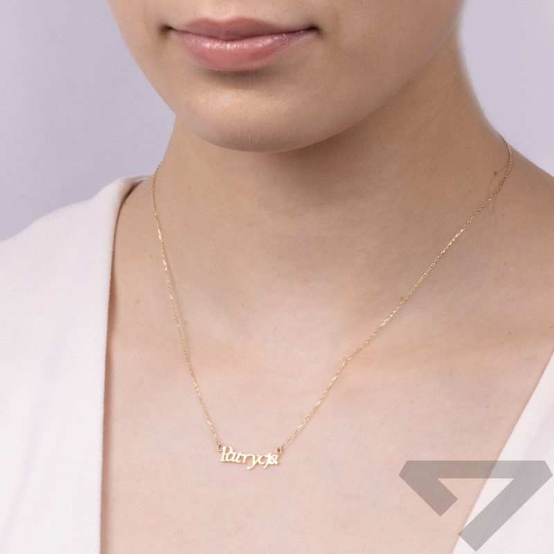 Zlatý náhrdelník jméno Patrycja se zirkonem/ankr MZ T57-NN-13-CZ ryzost 375