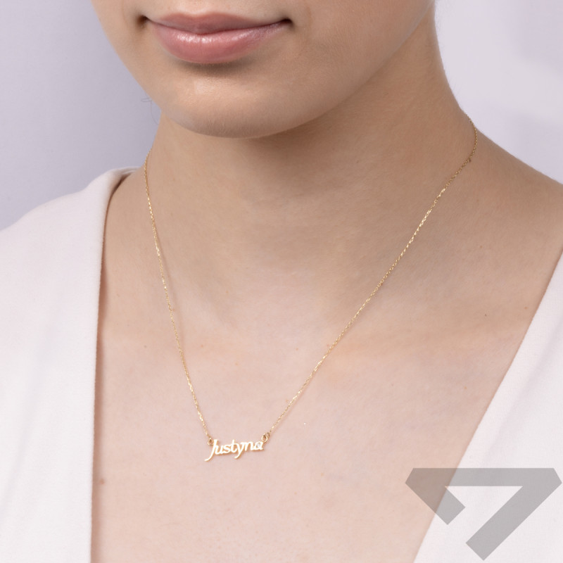 Zlatý náhrdelník jméno Justýna se zirkonem/ankr MZ T57-NN-23-CZ ryzost 375