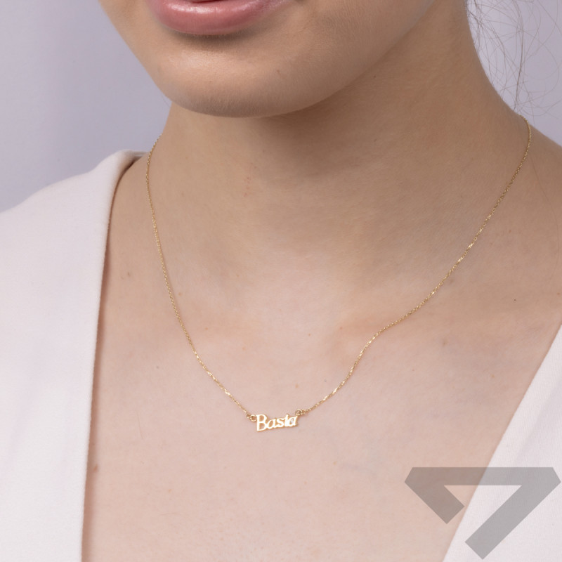 Zlatý náhrdelník jméno Bára se zirkonem/anker MZ T57-NN-22-CZ ryzost 375