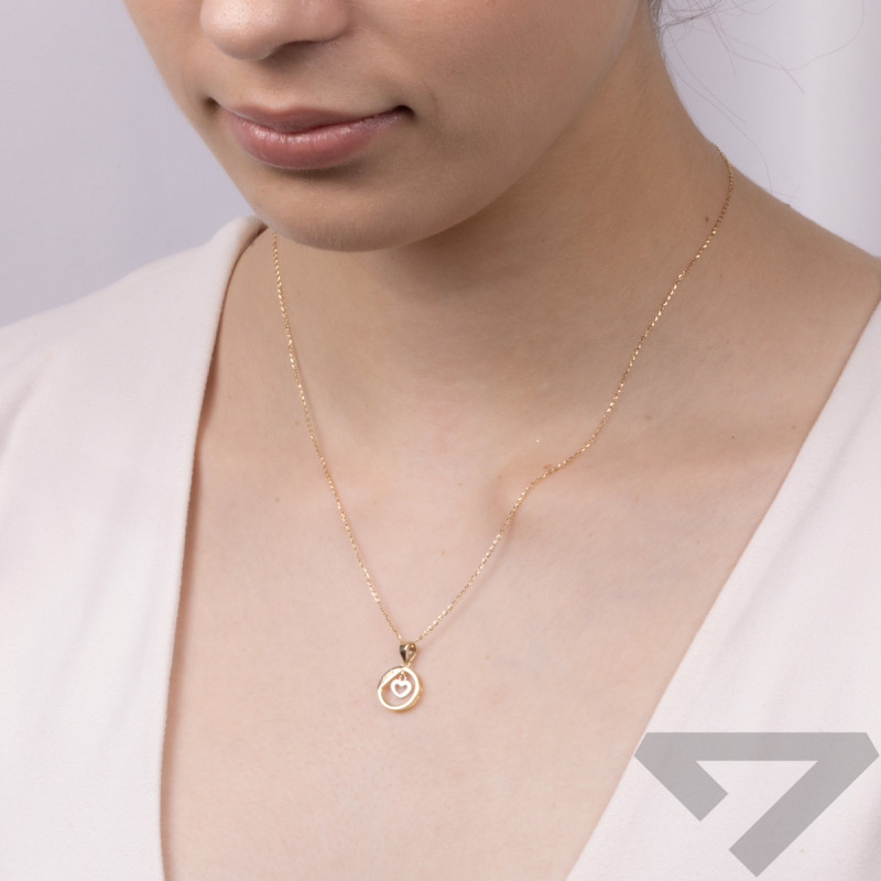 Zlatý přívěsek pohyblivé srdce v kruhu s nápisem LOVE AR X3P211704-YW ryzost 375