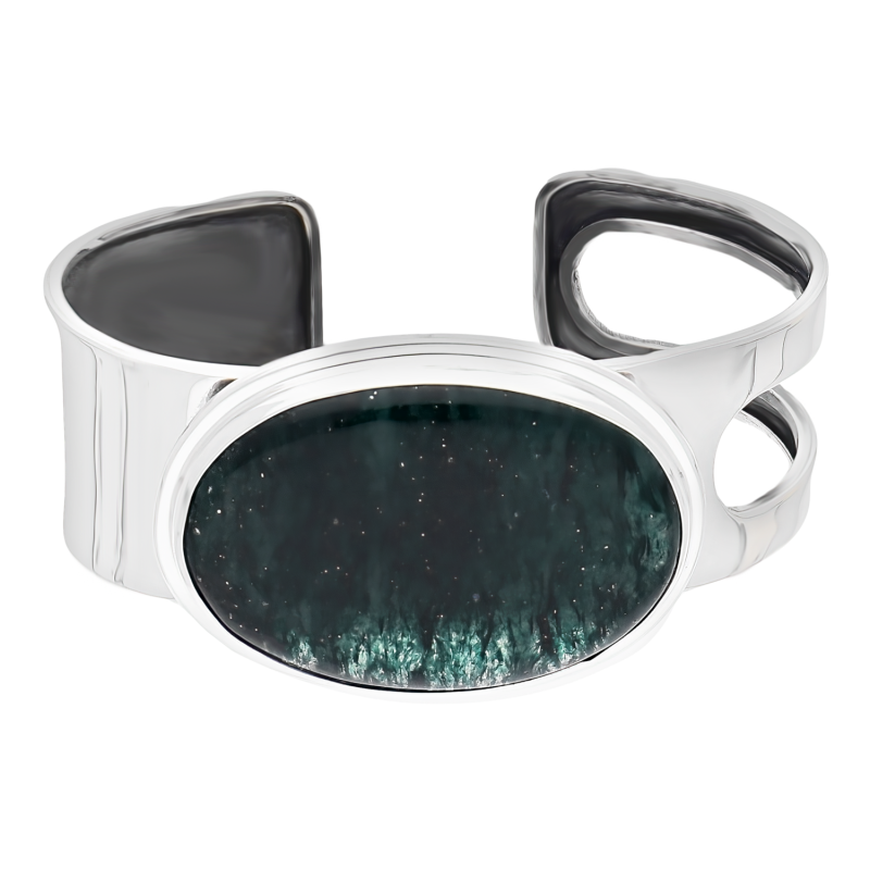Stříbrný náramek Bangle s Avanturínem ryzost 925 | iSezam.cz