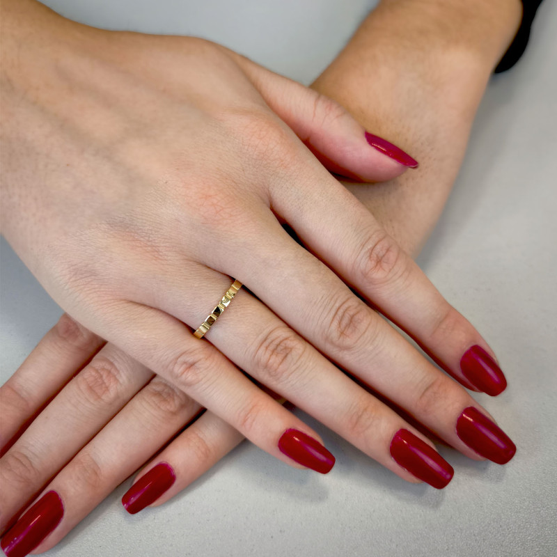 Zlatý prsten RINGS s hladkými čtverečky PY YRL-415 ryzost 585