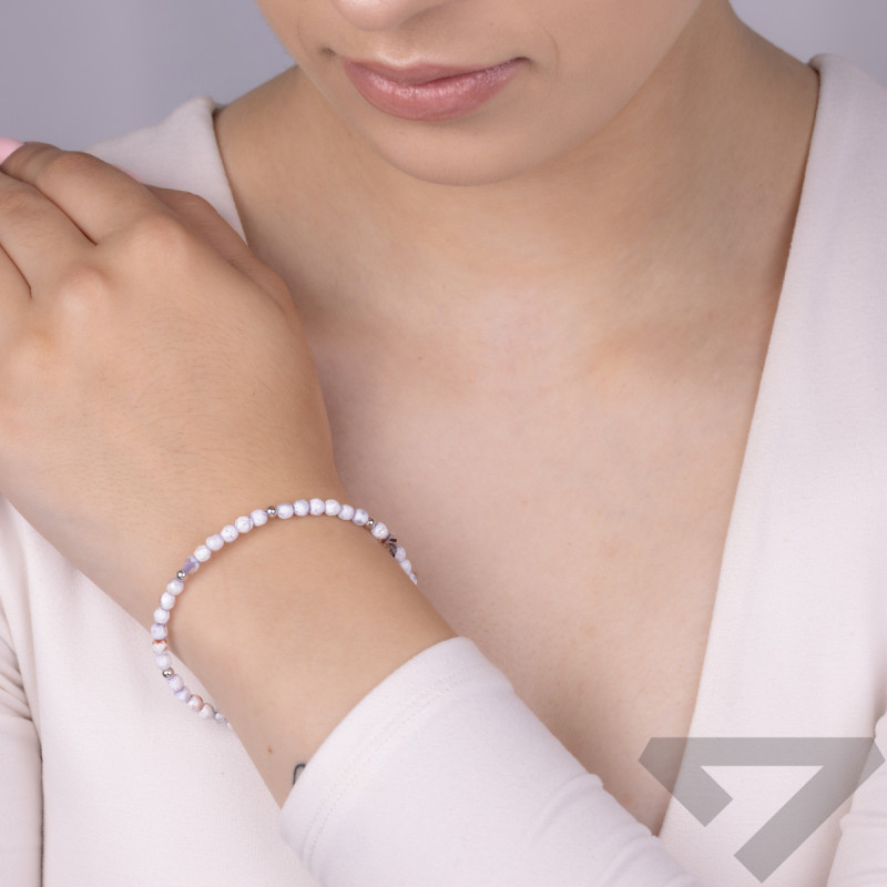 Stříbrný náramek s acháty ve formě kuliček AT H005 achát lithtsky blue zkouška 925