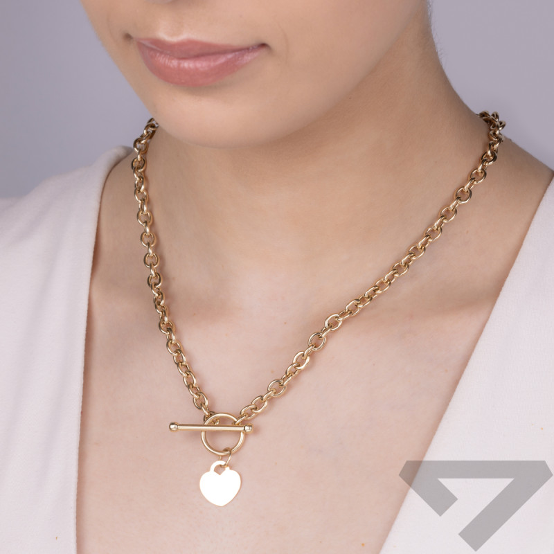 Zlatý náhrdelník srdce destička/rolo+toggle AR VXHON11851 ryzost 585