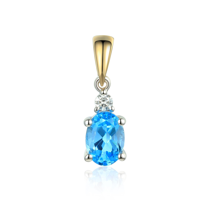 Zlatý přívěsek s topazem a diamantem | iSezam.cz
