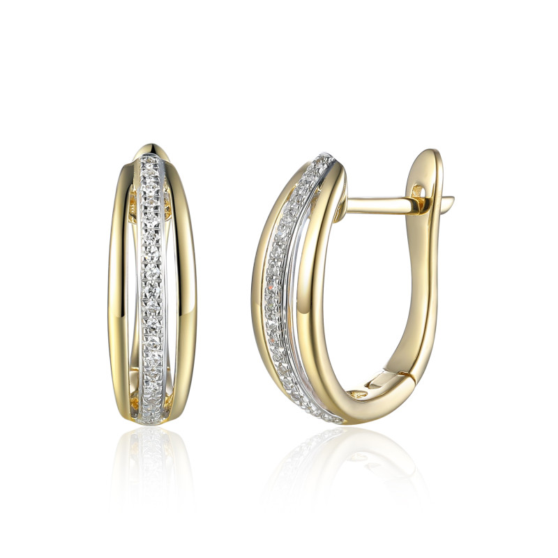 Zlaté náušnice s diamanty Line 0,08 ct | iSezam.cz