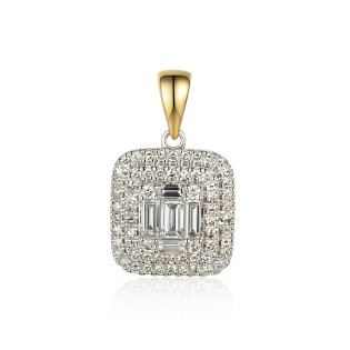 Zlatý přívěsek čtverec s diamanty ryzost 585 | iSezam.cz
