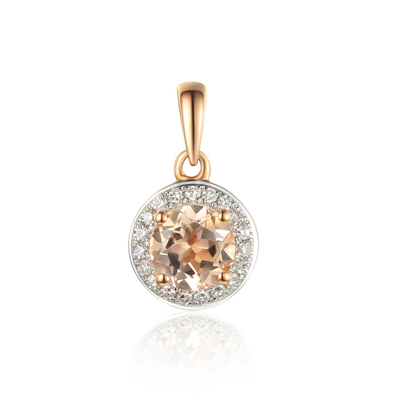 Zlatý přívěsek s morganitem a diamanty | iSezam.cz