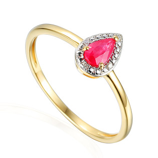 Zlatý prsten s rubínem a diamanty ryzost 585 | iSezam.cz