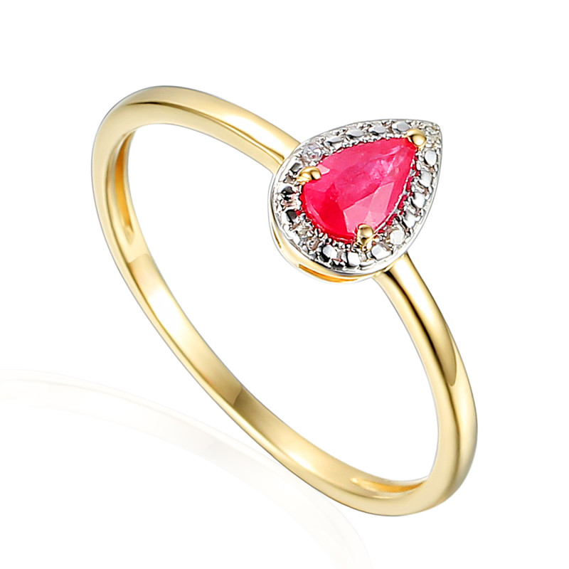 Zlatý prsten s rubínem a diamanty ryzost 585 | iSezam.cz