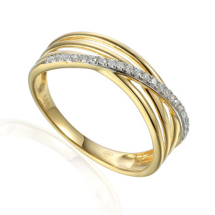 Zlatý prsten s diamanty LINE | iSezam.cz