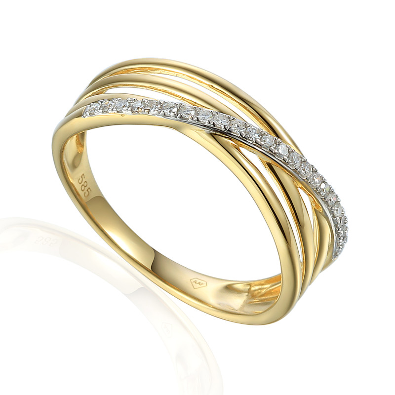 Zlatý prsten s diamanty LINE | iSezam.cz