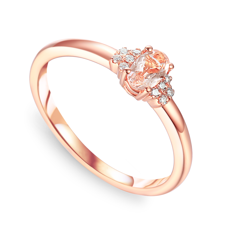 Zlatý prsten s morganitem a diamanty | iSezam.cz