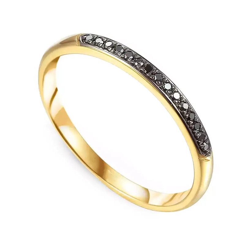 Zlatý prsten s černými diamanty LINE ryzost 585 | iSezam.cz