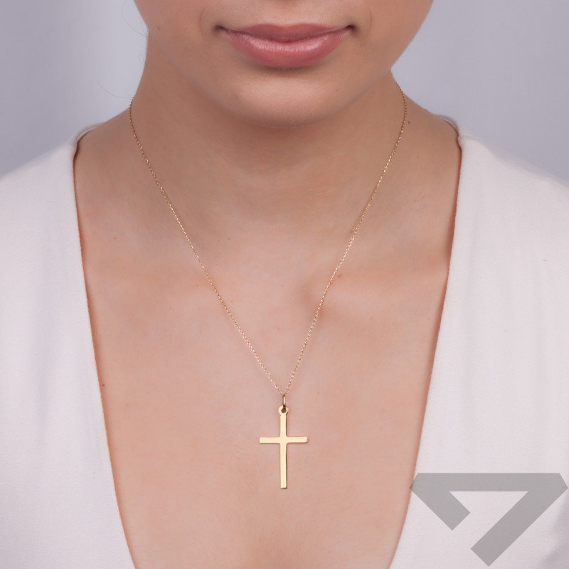 Zlatý hladký křížek s hranatými rameny CB C-892 ryzost 585