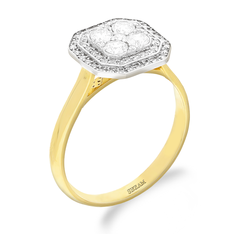 Zlatý zásnubní prsten s diamanty | iSezam.cz