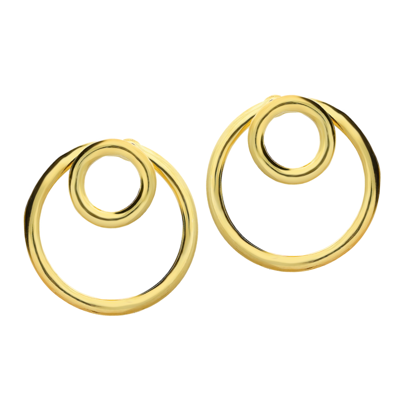 Náušnice pozlacené dva kruhy rámeček/pecka SZ052 GOLD ryzost 925