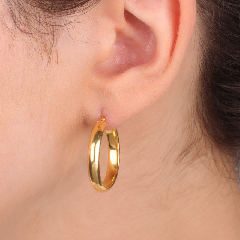 Pozlacené náušnice kruhy trubka plochá 20mm/angl.zap NI KDM-PŁ-20mm-4,00 ANG GOLD ryzost 925