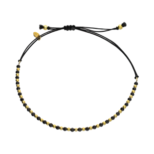 Pozlacený náramek s černými a žlutými kuličkami VJ 18-G spinel ryzost 925