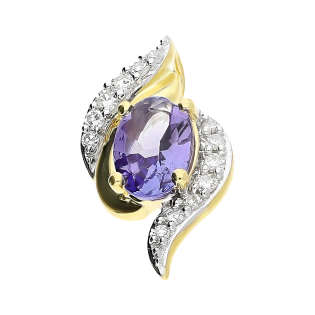 Zlatý přívěsek s tanzanitem a diamanty ryzost 375 - iSezam.cz