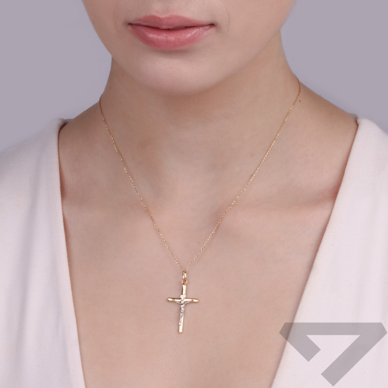 Zlatý křížek s vyobrazením Ježíše Krista CB C-550 ryzost 585