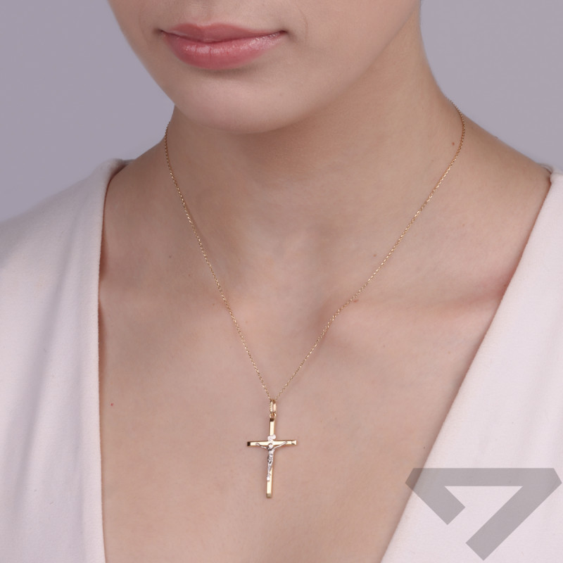 Zlatý křížek s vyobrazením Ježíše Krista CB C-557 ryzost 585