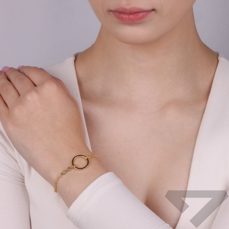 Pozlacený náramek kruh rámeček a infinity/anker x2 NI BRN37717 GOLD ryzost 925