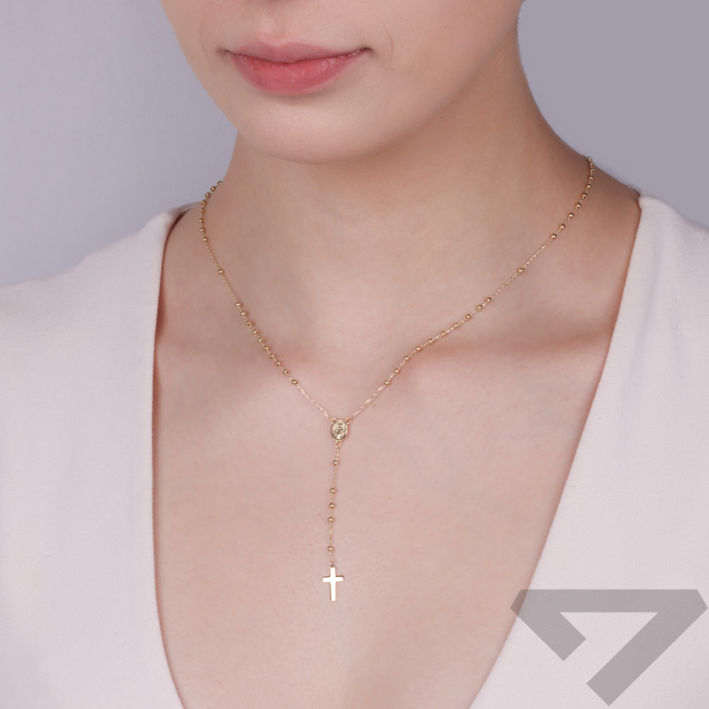 Zlatý růženec s hladkými korálky ryzost 375