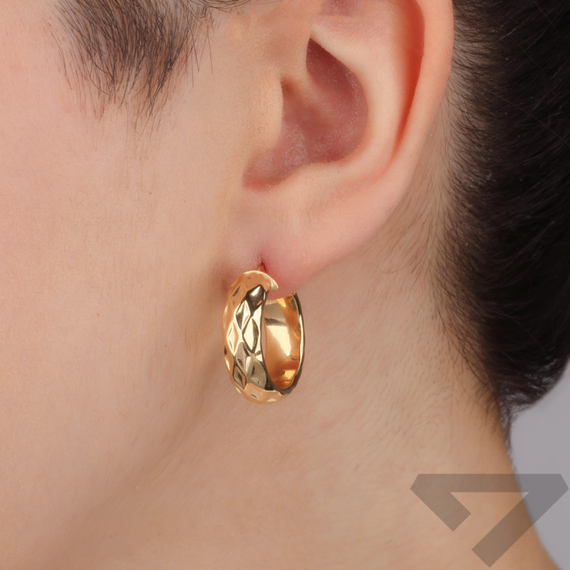 Zlaté lisované náušnice kroužky 20 mm/angl. zap. M3-288-20-3,0 ryzost 585