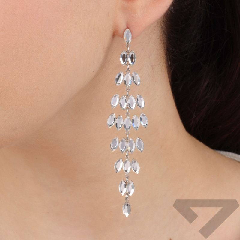 Visací stříbrné náušnice GRACE s krystaly Swarovski RD 772-1 crystal ryzost 925