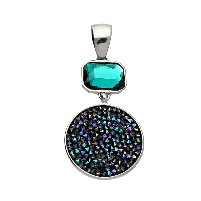 Stříbrný přívěsek s barevnými krystaly KP 05530 Metalic Blue+Dark Sapphire ryzost 925