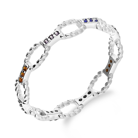 Srebrny Pierścionek Próby 925 z Kolorowymi Cyrkoniami - JubilerSezam.pl