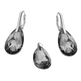 Stříbrná souprava Swarovski černý krystal | iSezam.cz